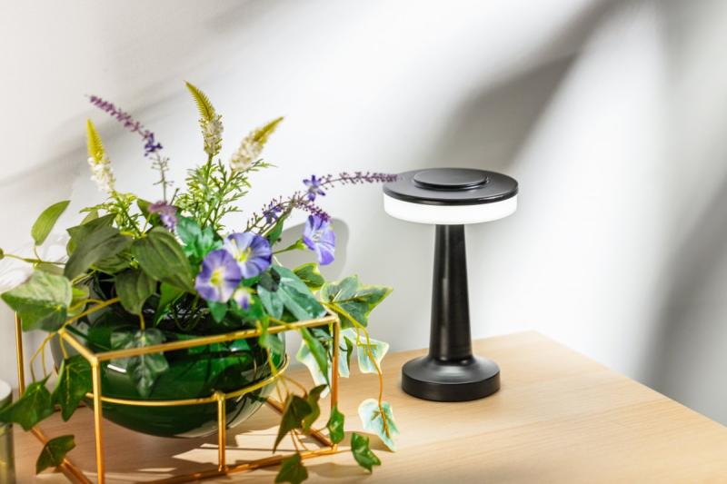 Decor Lampă de birou Monum 3W 200lm DC 5V 1A 3000 K 3 grade. Baterie reglabilă de 1800 mAh, culoare neagră. 1208962504