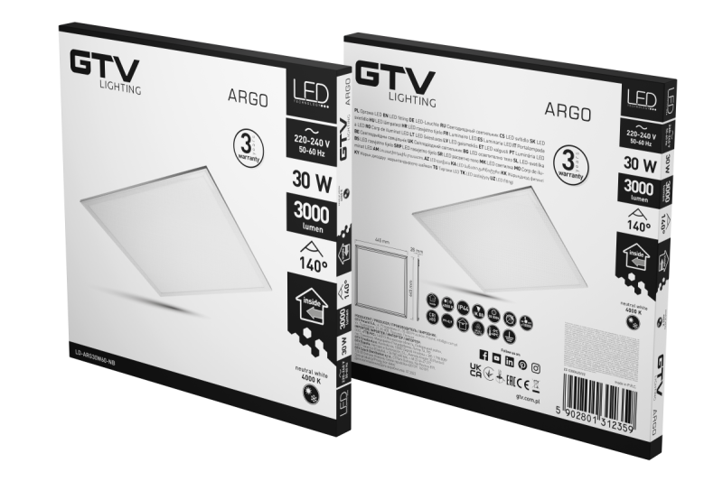 Corp de iluminat LED ARGO, 30W, 3000lm, AC220-240V, 50/60 Hz, PF> 0.9, Ra≥80, IP44, IK08,140 °, 4000K 1208962626