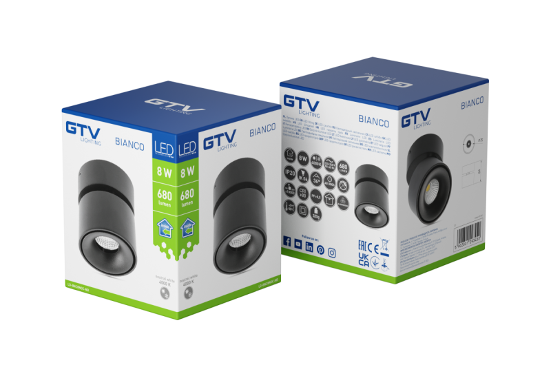 Decor Luminarul LED BIANCO 8W 680lm AC220-240V 50/60 Hz PF>0 9 Ra≥80 IP20 IK06 36° 4000K rotund negru. 1208962672