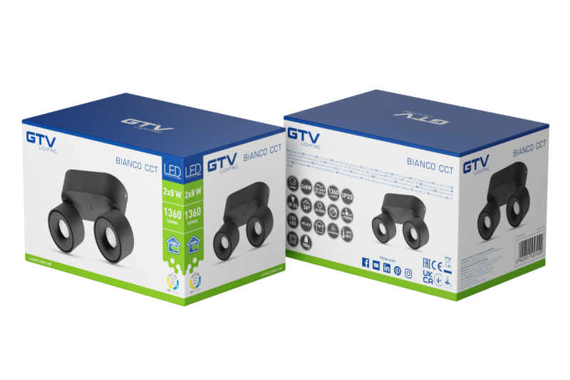 Decor Luminară LED BIANCO CCTt 16W 680lm AC220-240V 50/60 Hz Ra≥80 IP20 36° 2700/3300/4000K negru. 1208962674