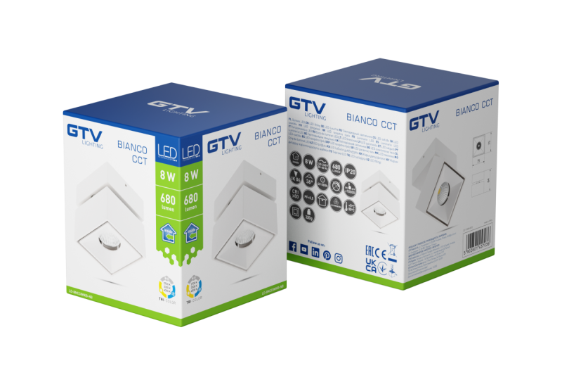 Decor Luminară LED bianco cct 8W 680lm AC220-240V 50/60 Hz Ra≥80 IP20 36° 2700/3300/4000K alb pătrat 1208962675