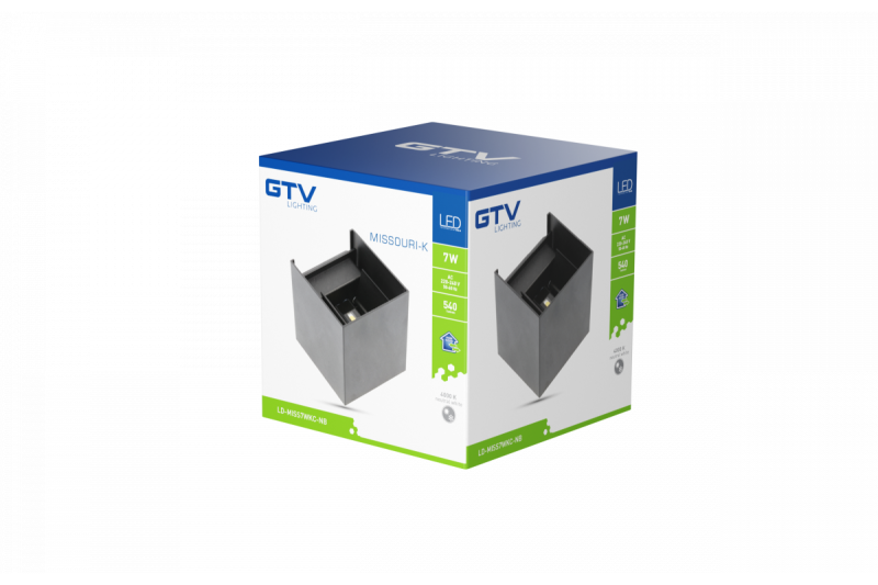 Decor Lampă LED MISSOURI-K 7W 540lm AC220-240V 50/60 Hz PF>0.5 Ra≥80 IP54 IK08 4000K pătrată neagră. 1208962994