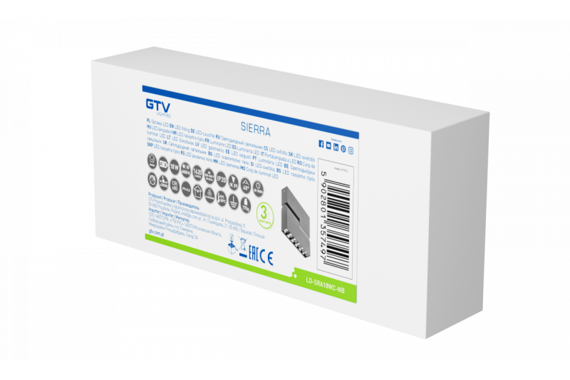 Decor Luminărie LED SIERRA 18W 1620lm AC220-240V 50/60 Hz PF>0 9 Ra≥80 IP20 IK08 4000K 48° negru 1208963168