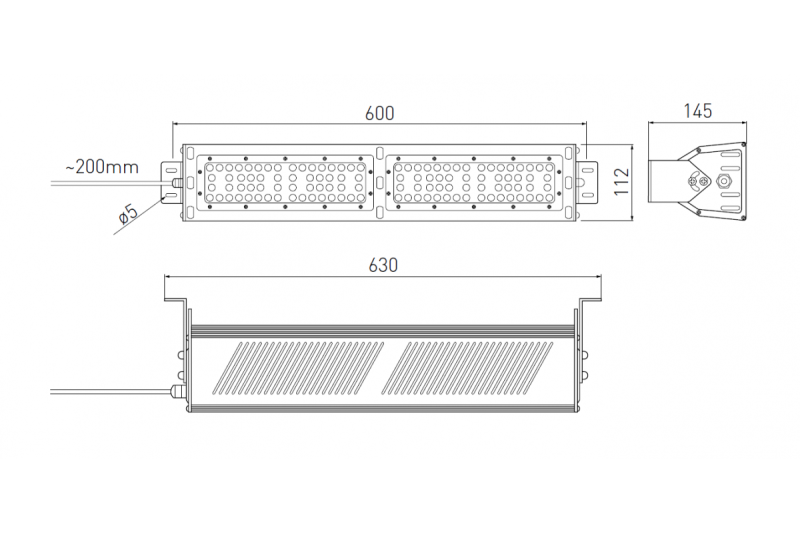 Lampă TEKSAS LED Highbay, 100W, 12000lm, AC100-240V, 50/60Hz, IP 65, unghiul fasciculului 60o, 4000K, gri 1208963207