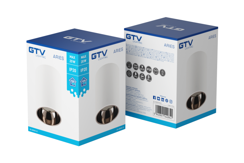 Decor Luminarul de tavan ARIES PC 73x105mm IP20 max 20W rotund alb/crom negru. 1208963820