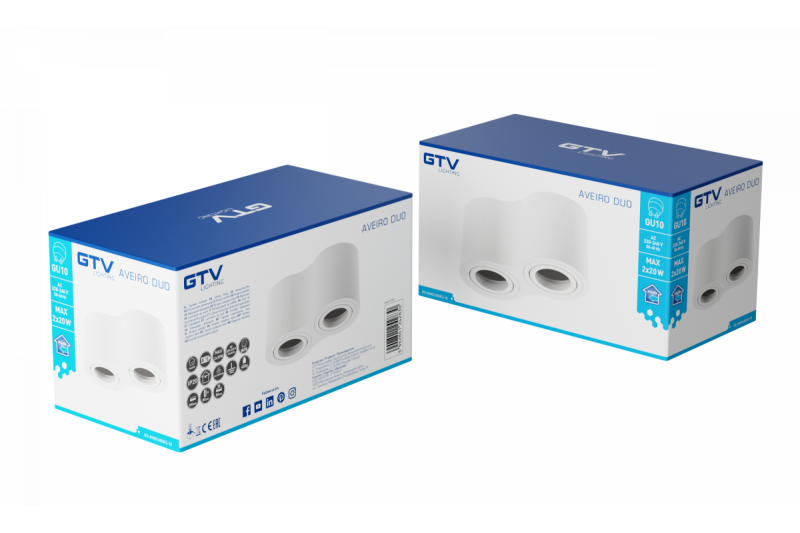 Decor Lustră de tavan AVEIRO DUO din aluminiu 160x80x85mm IP20 max 20W*2 rotundă albă. 1208963827