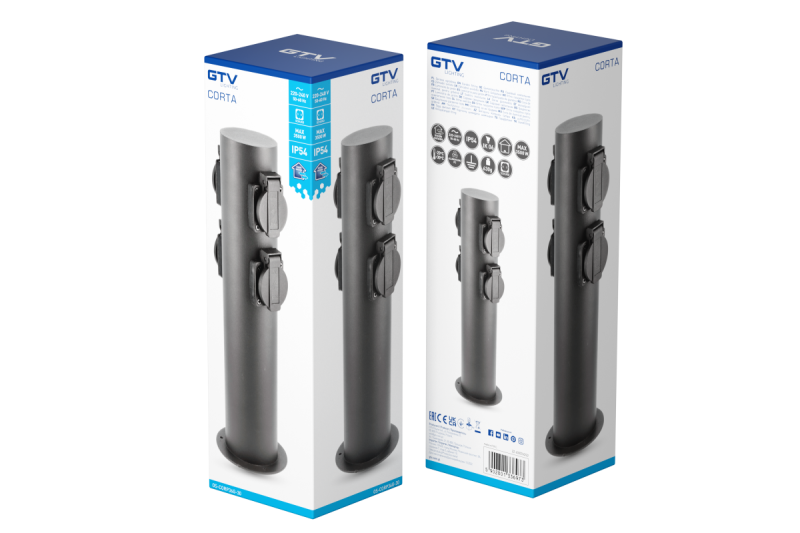 Decor Postul de grădină CORTA-P 36 IP54 AC220-240V 50-60Hz 4*Priză Schucko max.3500W post grafit 1208963859