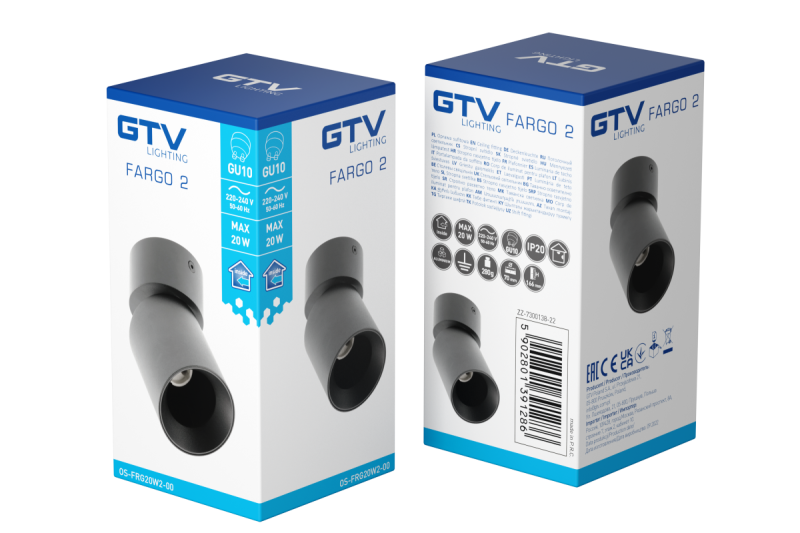 Decor Luminară de tavan FARGO 2 din aluminiu, 70x166mm, IP20, maxim 20W, rotundă, neagră. 1208963880