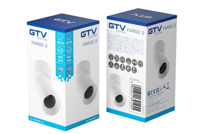 Decor Luminară de tavan FARGO 2 din aluminiu, 70x166mm, IP20, maxim 20W, rotundă, neagră. 1208963881