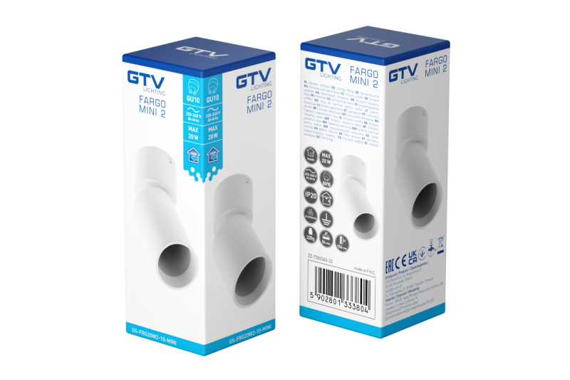 Decor Luminară de tavan FARGO MINI 2 din aluminiu, 56x150mm, IP20, maxim 20W, rotundă, albă. 1208963882