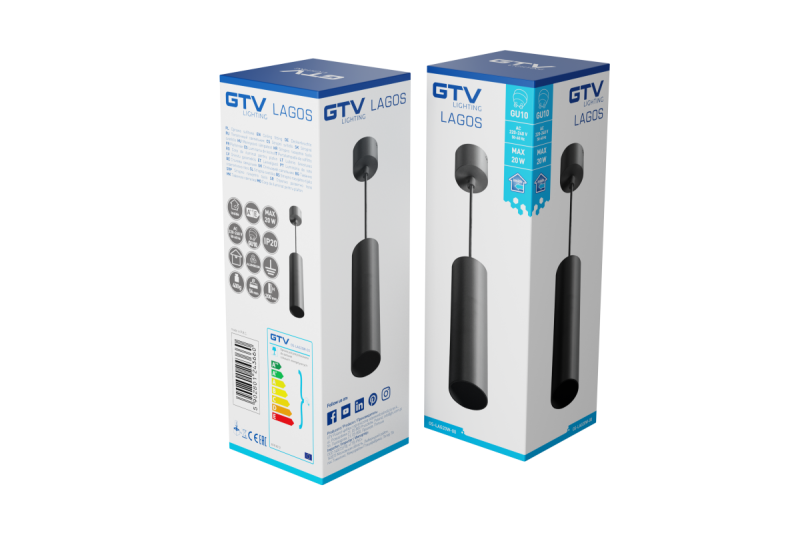 Decor Lustră suspendată LAGOS GU10 din aluminiu IP20 max. 20W negru. 1208963909