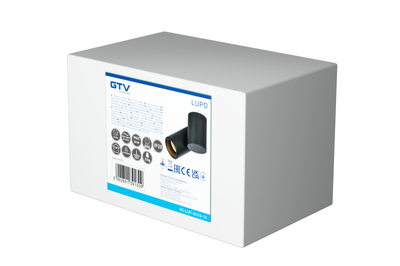 Decor Lustră de tavan LUPO din aluminiu 11.6x5.6x11.5 IP20 1*GU10 max. 50W rotundă neagră 1208963928