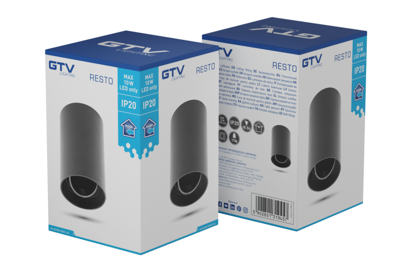 Decor Lustră de tavan RESTO PC φ80x125mm IP20 max 20W rotundă, neagră. 1208963985