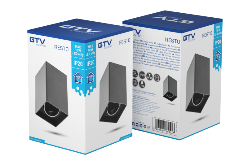 Decor Lustră de tavan RESTO PC 80x80x125mm IP20 max 20W pătrată, neagră. 1208963987