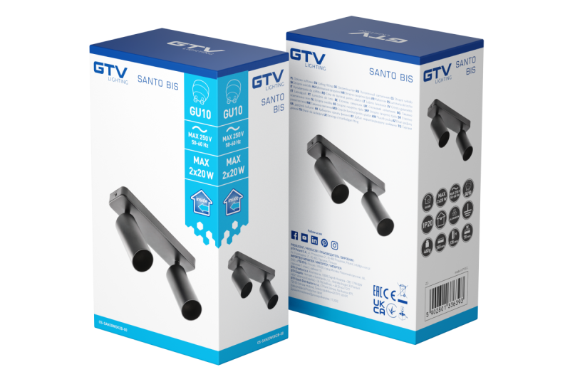 Decor Lustră de tavan SANTO BIS din aluminiu IP20 max. 20W*2 dublă rotundă neagră. 1208963999