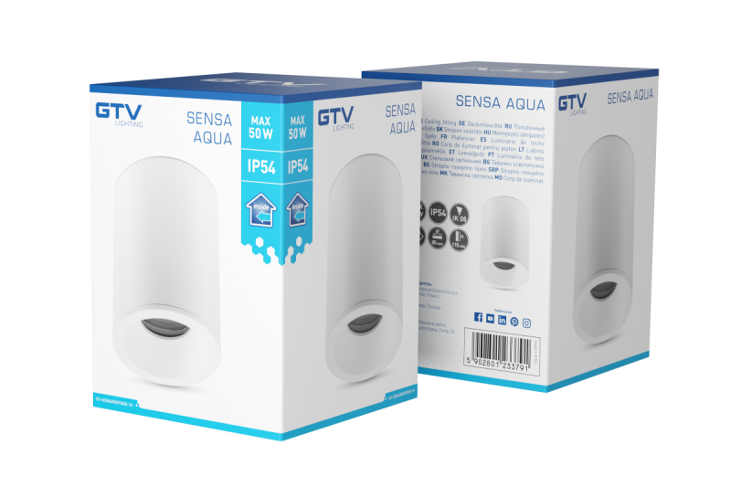 Decor Lampă de tavan SENSA AQUA alum 85x115 IP54 max 50W circulară albă. 1208964007