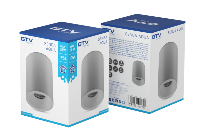 Decor Lampă de tavan SENSA AQUA alum 85x115 IP54 max 50W circulară gri. 1208964008