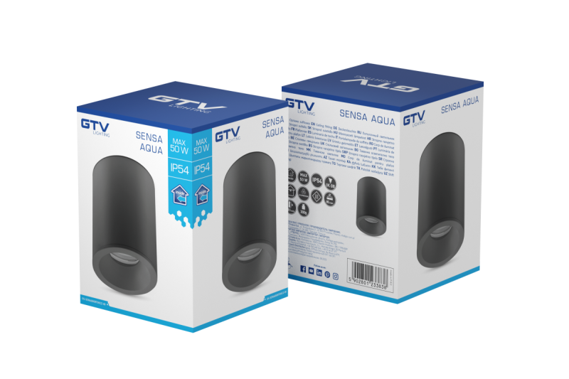 Decor Lampă de tavan SENSA AQUA aluminiu 85x115 IP54 max 50W circulară, negru. 1208964009