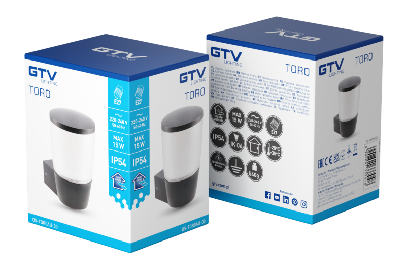 Decor Luminarul de grădină TORA-AU E27 MAX.15W IP54 AC220-240V 50-60Hz lampa de perete superioară neagră. 1208964023