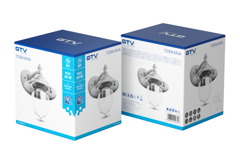 Decor Luminarul de grădină TOSKANA-AD E27 MAX.60W IP54 AC220-240V 50-60Hz, lampa simplă de perete gri. 1208964027