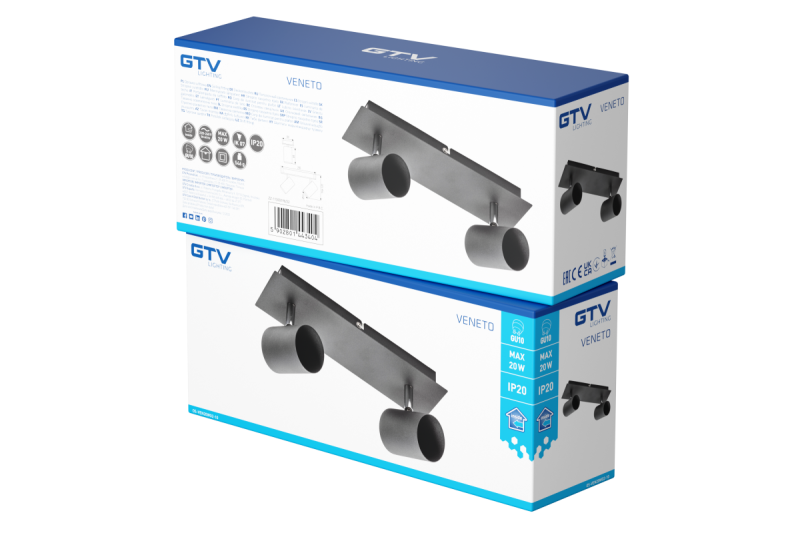 Decor Lustră de tavan VENETO IP20 max. 20W 2 x GU10 rotundă neagră 1208964038