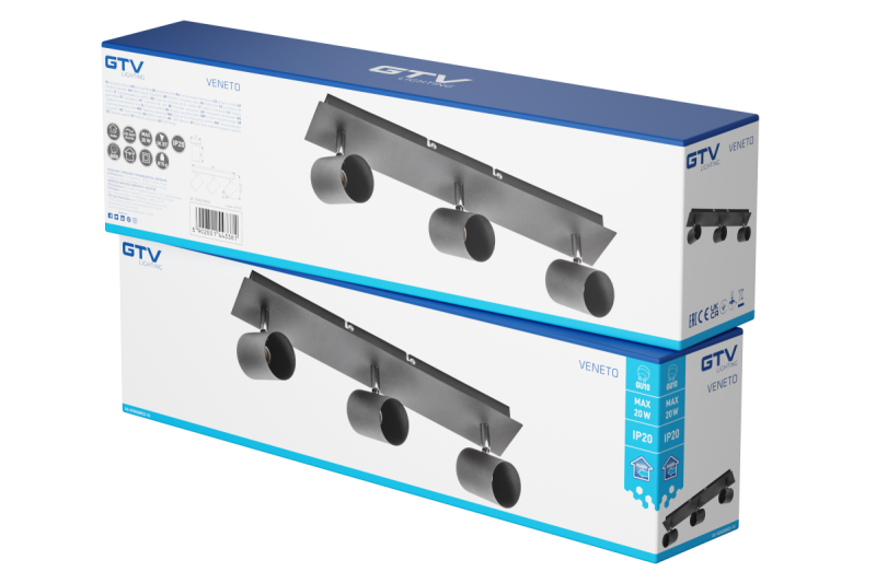 Decor Lustră de tavan VENETO IP20 max. 20W 3 x GU10 rotundă neagră 1208964040