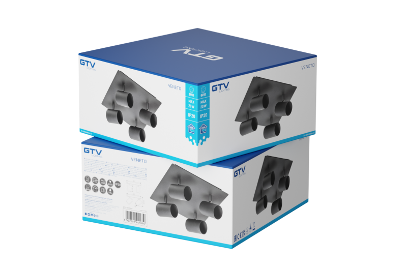 Decor Lustră de tavan VENETO IP20 max. 20W 4 x GU10 rotund/pătrat negru 1208964046