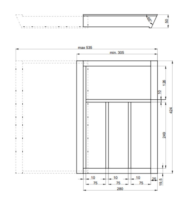 Decor Cutle Tăvi pentru tacâmuri Reglabil Inserție pentru dulapuri de 400-600mm Culoare Fag 1208966289