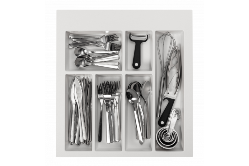 Decor Cutle Tăviță pentru tacâmuri Inserție pentru sertarul de bucătărie 500 Alb 1208966375