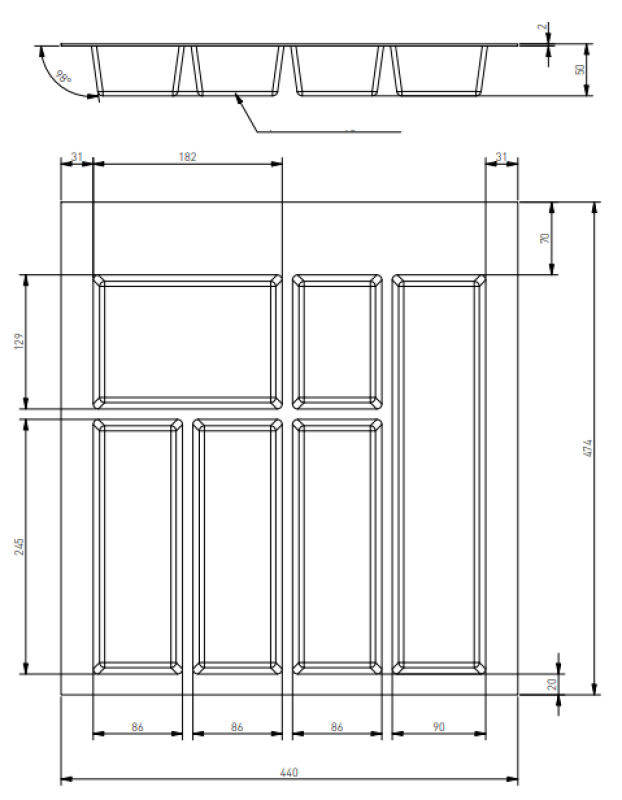 Decor Cutle Tăviță pentru tacâmuri Inserție pentru sertarul de bucătărie 500 Antracit 1208966376