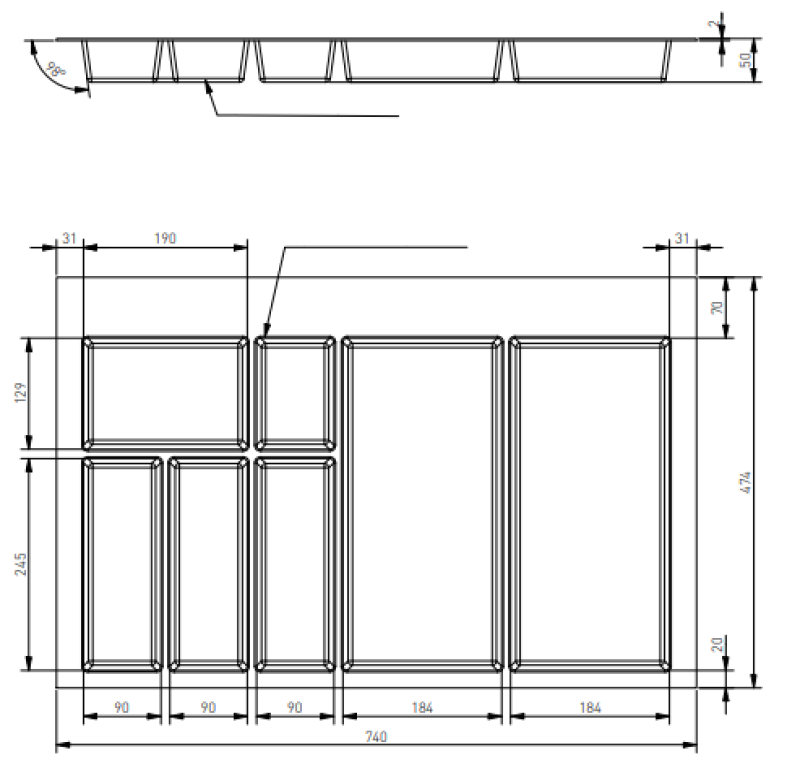 Decorațiune Cutle Inserție pentru Sertar de Bucătărie 800 Axispace Alb 1208966379