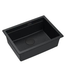 Quadri Newport II granit subbază chiuvetă negru 560x450 mm incl. capac de scurgere negru 1208966924