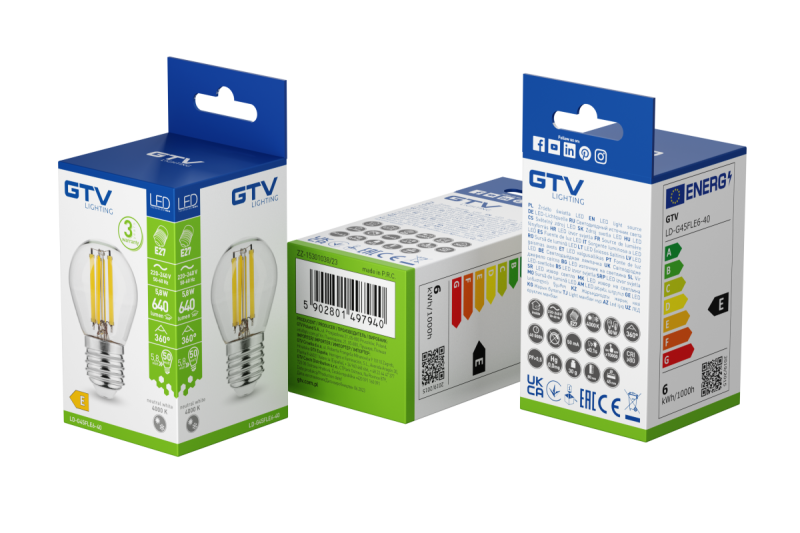 SURSA DE LUMINĂ LED, FILAMENT, A-G, G45, 4000K, E27, 5,8W, AC220-240V, 360°, 640lm, 50mA 1208966967