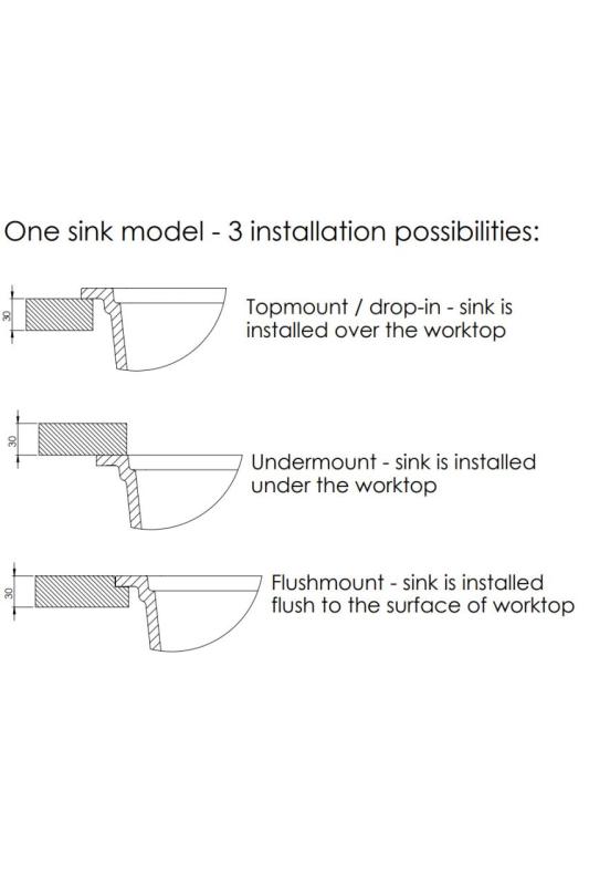 GraniteMy Universal chiuvetă mare din granit alb 74x40 cm alb montare pe blat, sub blat și la nivel cu blatul cu dop negru 1208967161.