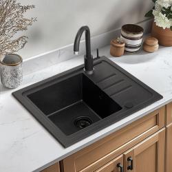 Quadri Sligo 60 Set chiuvetă din granit antracit 55x44 cm cu picurător și robinet inclus 1208967199