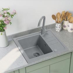 Quadri Sligo 60 Set chiuvetă din granit gri 55x44 cm  picurător și robinet inclus 1208967200