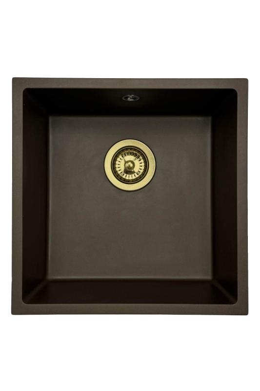 GraniteMy Universele granieten café spoelbak 40x40 cm opbouw, onderbouw en vlakbouw met afvoerplug 1208967218