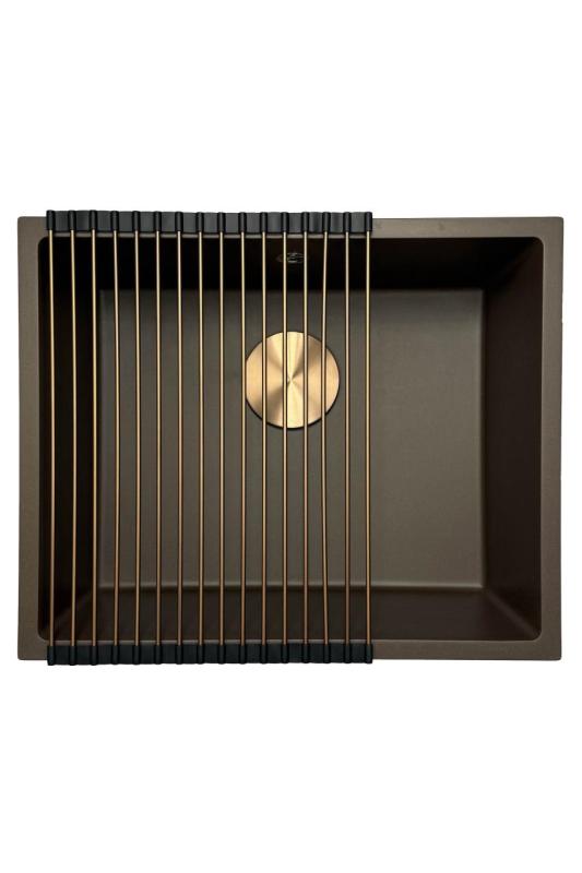 GraniteMy Universele granieten café spoelbak 50x40 cm opbouw, onderbouw en vlakbouw met koperen plug 1208967229