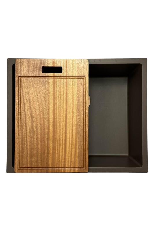 GraniteMy Universele granieten café spoelbak 50x40 cm opbouw, onderbouw en vlakbouw met afvoerplug 1208967230