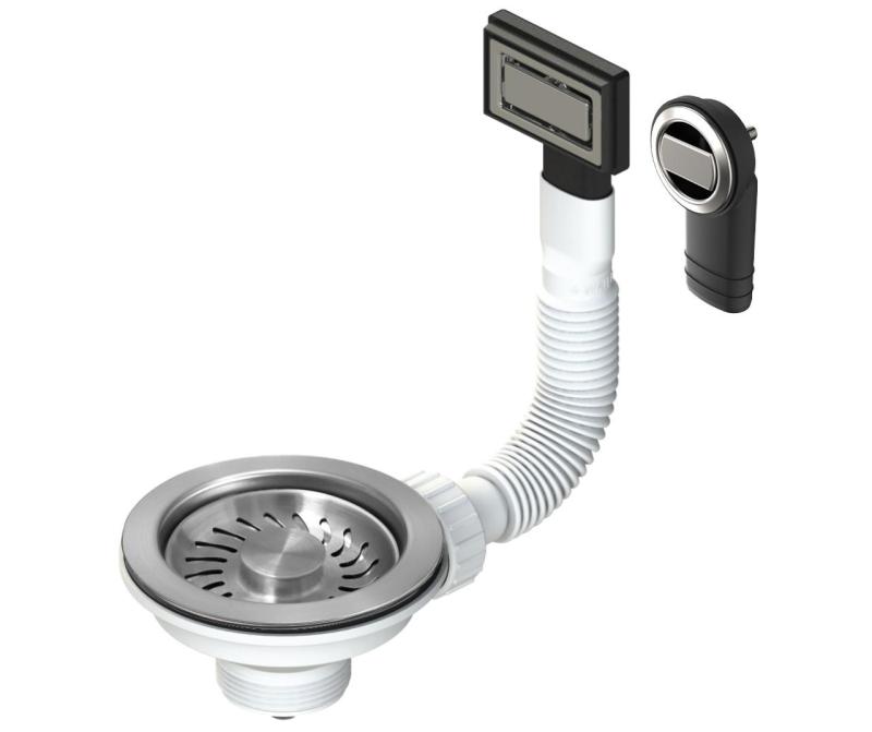 Set de dopuri pentru chiuvetă Granitemy din oțel inoxidabil periat, set de scurgere pentru chiuvetă incl. suprafață rotundă și dreptunghiulară 1208967254