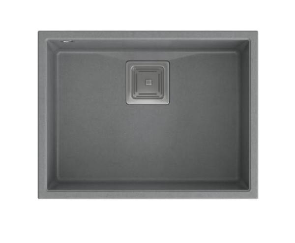 Quadri Quadrangle gri granit chiuvetă de bucătărie sub blat 55x42cm cu dop din inox 1208967274