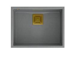 Quadri Quadrangle chiuvetă de bucătărie din granit gri cu scurgere aurie 55x42 cm 1208967275