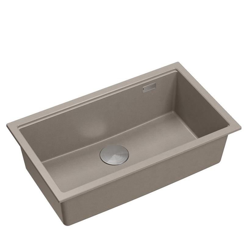 Quadri Newport II chiuvetă mare și adâncă granit montaj pe blat și sub blat taupe chiuvetă 76x45cm cu dop din inox 1208967310
