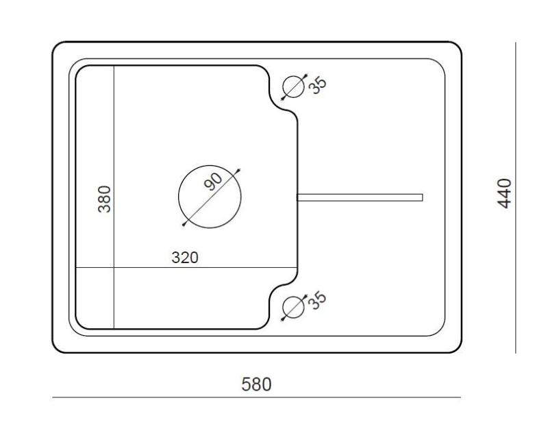 Quadri Kendal chiuvetă din granit gri 58x44cm cu scurgător 1208967404