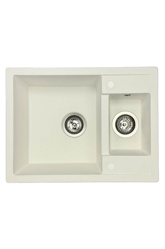 GraniteMy Smart extra superficială 1,5 chiuvetă de bucătărie din granit alb 58x44cm 1208967418