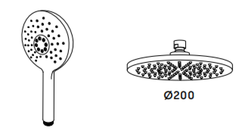 Waterevolution Flow set de duș cu duș de tavan cromat 200mm T141NR01