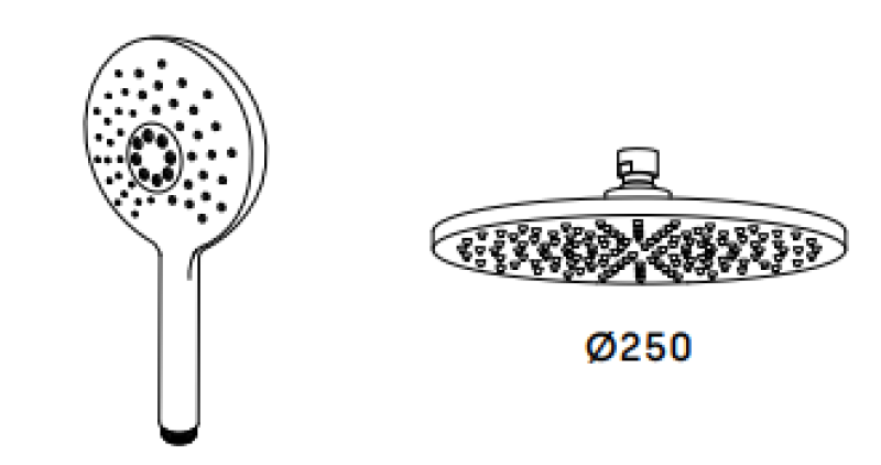 Waterevolution Flow set de duș cu duș de ploaie alb mat 250mm T141NR25BR