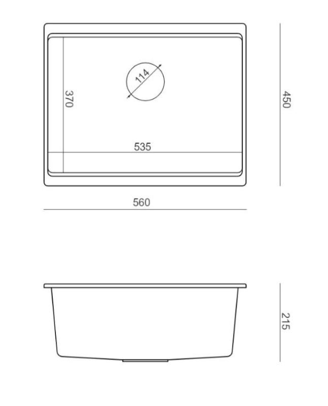 Quadri Newport II chiuvetă submontată din granit alb 560x450mm cu dop auriu 1208967451