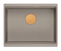 Quadri Newport II granit chiuvetă submontată taupe 560x450mm cu dop de cupru și capac de scurgere 1208967455