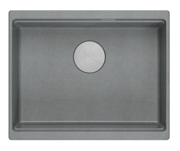 Quadri Newport II chiuvetă din granit submontată gri 560x450mmcu dop și capac de scurgere din inox 1208967456